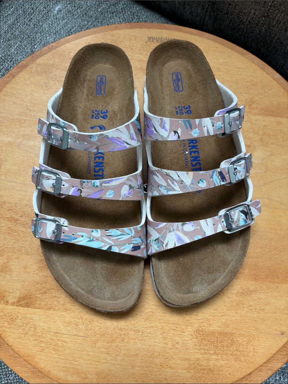 Birkenstock White Floral Triple-Strap Sandals - Picture 1 of 7